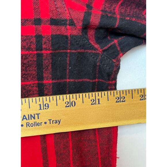 Timberland PRO Mens M Red Black Plaid Flannel Shirt Heavyweight Workwear Rugged - Picture 5 of 6